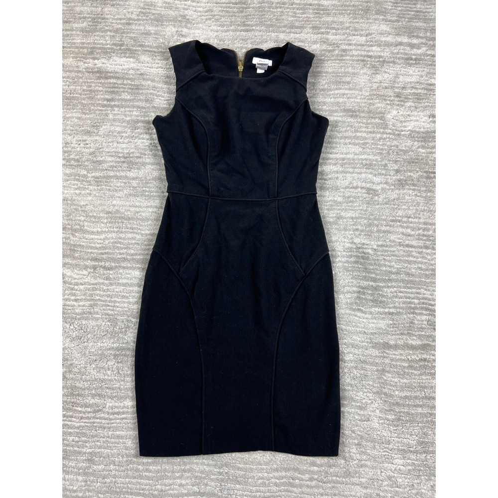 Candie's Dress Womens 0 Black Sheath Mini Exposed Gold Zipper Sleeveless Ponte
